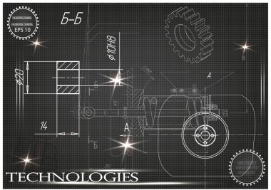 Makine yapım çizimler siyah bir arka plan üzerinde