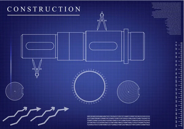 Dibujos de construcción de máquinas sobre un fondo azul — Archivo Imágenes Vectoriales