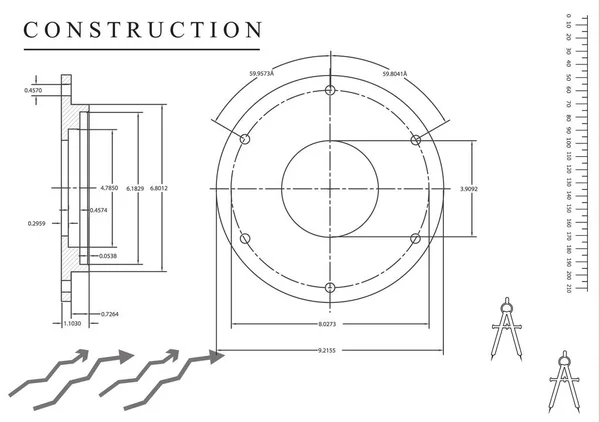 Dibujos de construcción de máquinas sobre un fondo blanco — Archivo Imágenes Vectoriales