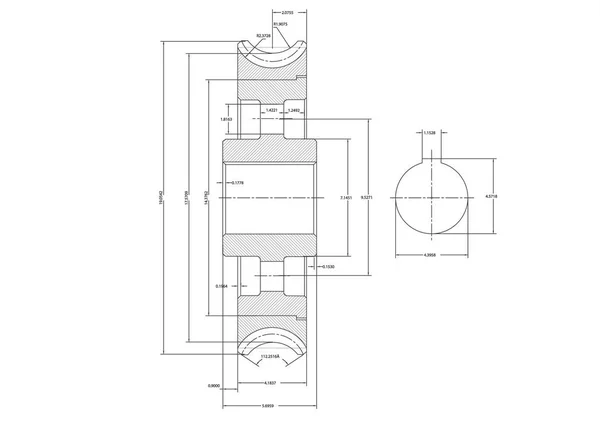 Desenhos de construção de máquinas sobre um fundo branco —  Vetores de Stock