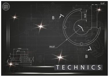 Makine yapım çizimler siyah bir arka plan üzerinde