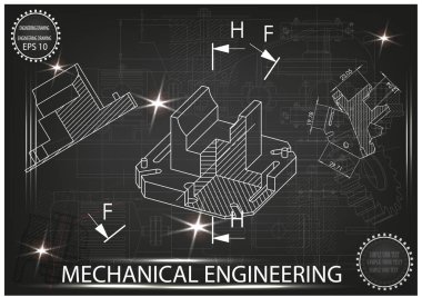 Makine yapım çizimler siyah bir arka plan üzerinde
