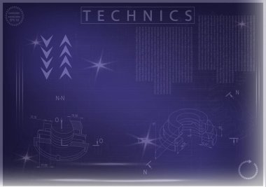 Mavi bir arka plan üzerinde makine yapım çizimleri