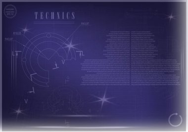 Mavi bir arka plan üzerinde makine yapım çizimleri