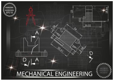 Makine yapım çizimler siyah bir arka plan üzerinde