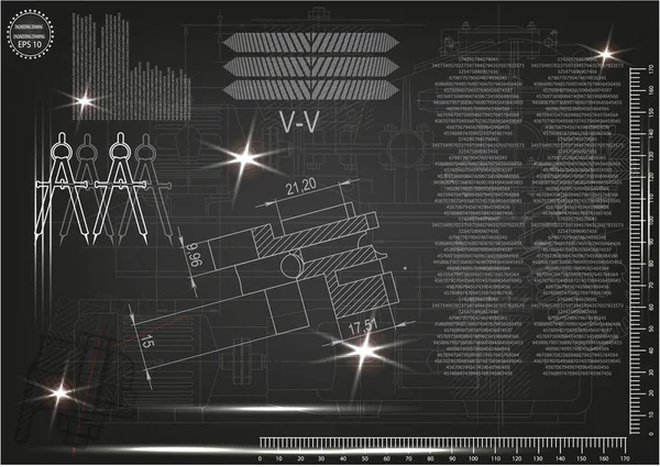 Машинно-будівельні малюнки на чорному тлі — стоковий вектор