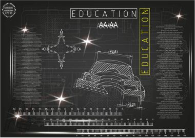 Makine yapım çizimler siyah bir arka plan üzerinde