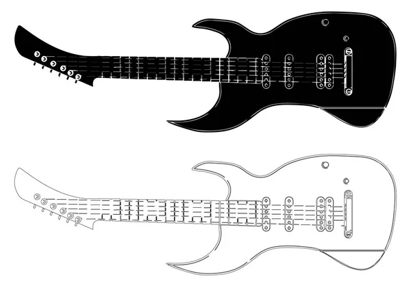 白い背景に黒いギター — ストックベクタ
