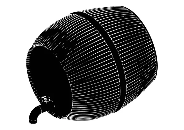 Barril negro sobre fondo blanco — Vector de stock