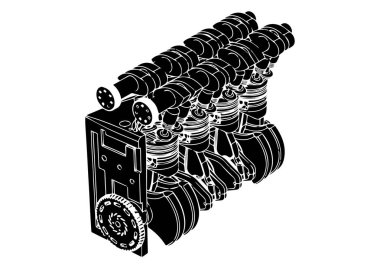 Beyaz arka plan üzerinde motoru