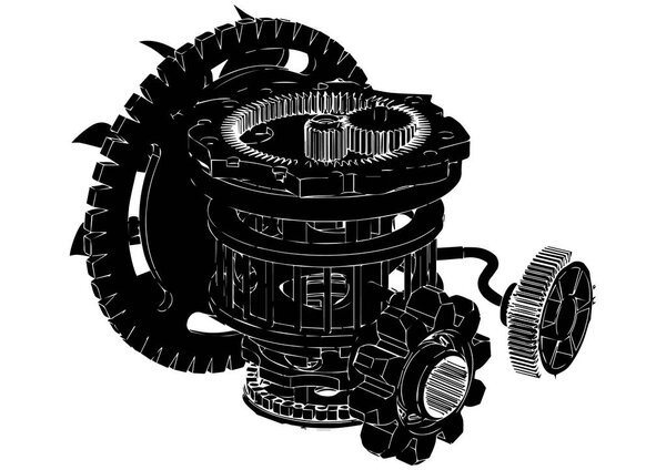 gear mechanism on white