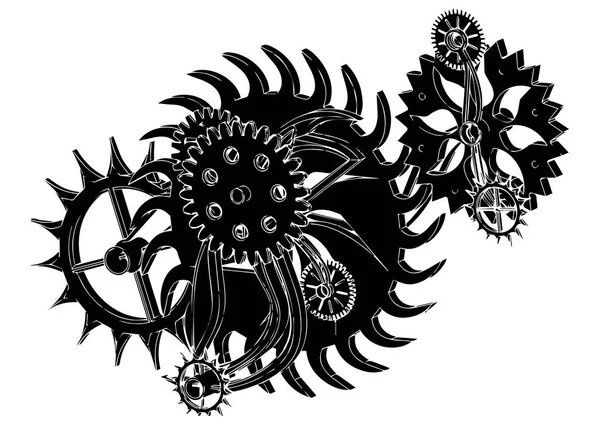 Mécanisme d'engrenage noir — Image vectorielle