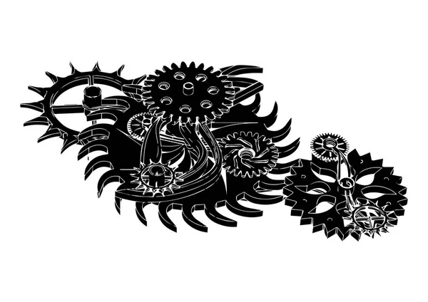 黒い歯車機構 — ストックベクタ