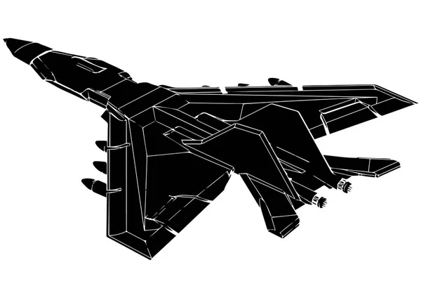 Avion noir sur fond blanc — Image vectorielle