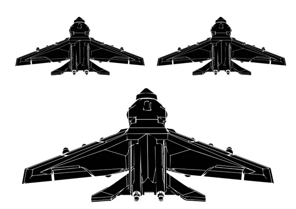 Avion noir sur fond blanc — Image vectorielle