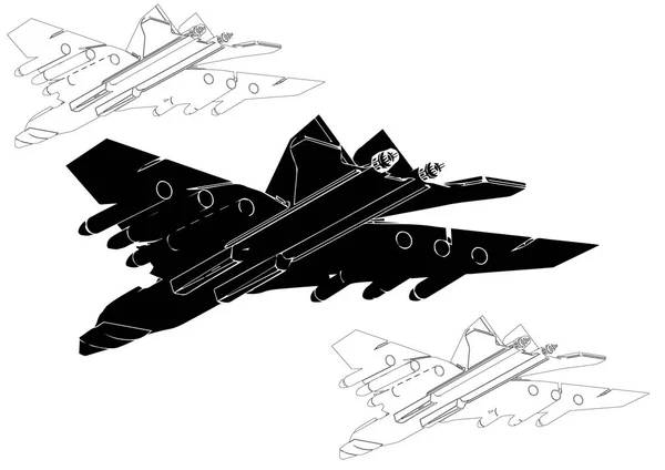 Αεροπλάνο μαύρο σε λευκό φόντο — Διανυσματικό Αρχείο