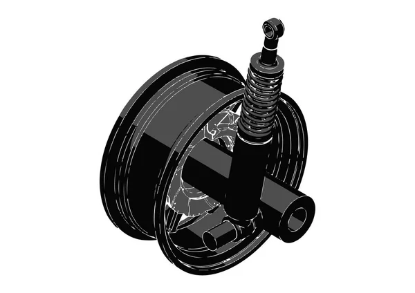 Schwarzes Rad auf weißem Hintergrund — Stockvektor