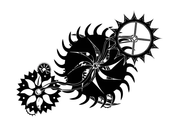 Mécanisme d'engrenage noir — Image vectorielle