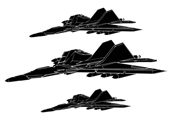 Zwarte vliegtuig op een witte achtergrond — Stockvector