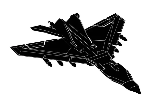 Avion noir sur fond blanc — Image vectorielle