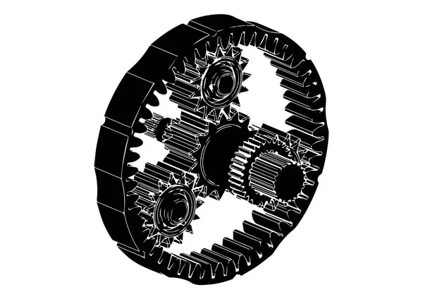 Black planetary gear — Stock Vector