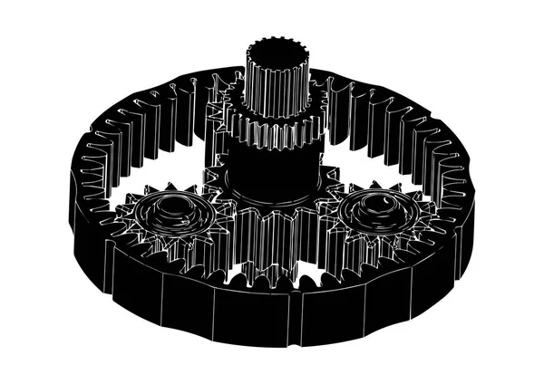 Black planetary gear — Stock Vector