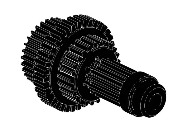Schwarzes Zahnrad auf weißem — Stockvektor