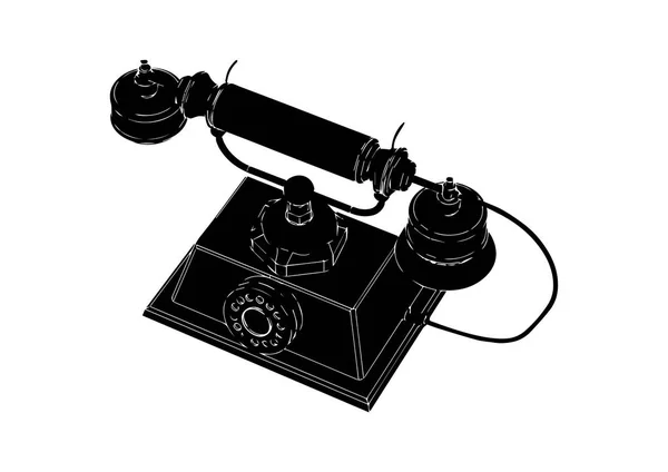 Vieux téléphone noir — Image vectorielle