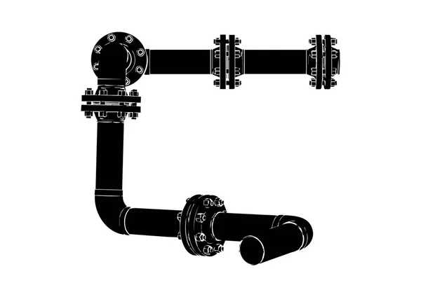 Zwarte pijpleiding op wit — Stockvector
