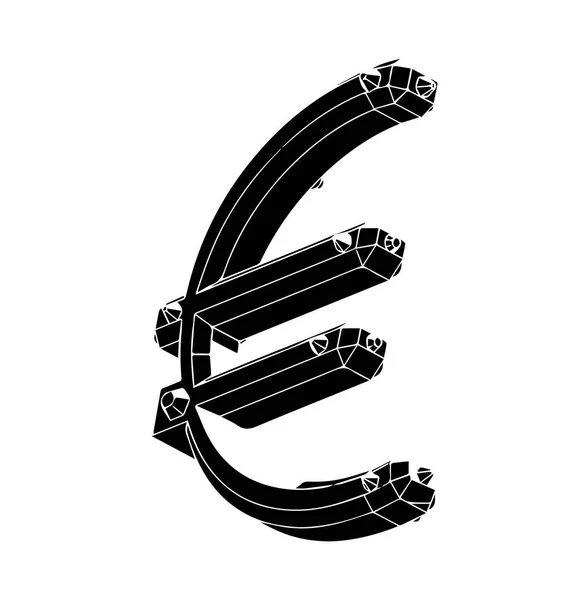 Preto 3d modelo euros — Vetor de Stock
