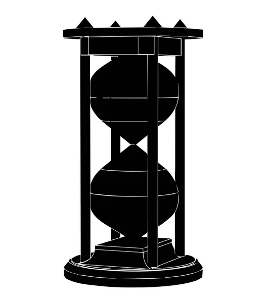 Reloj de arena negro sobre blanco — Vector de stock