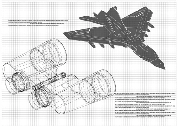 Avión y binoculares — Vector de stock