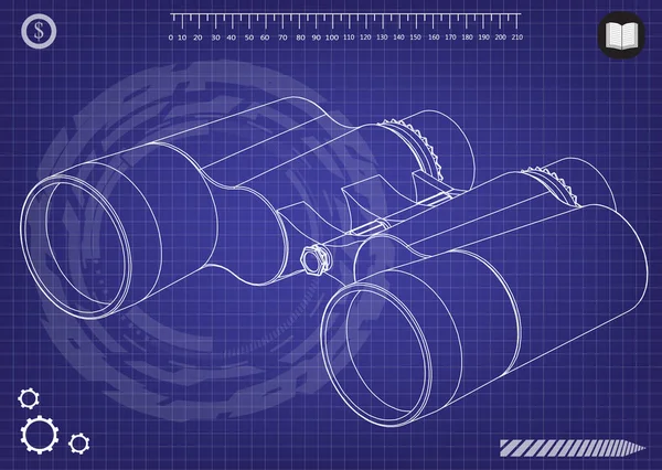 Binóculos em um azul — Vetor de Stock