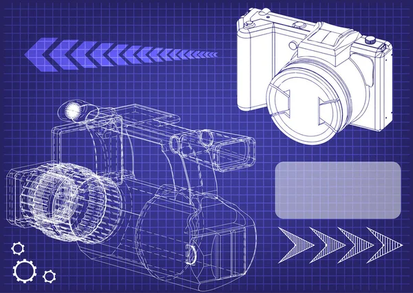 Modelo 3d da câmera — Vetor de Stock