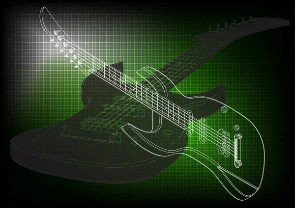 Guitarra em um verde —  Vetores de Stock