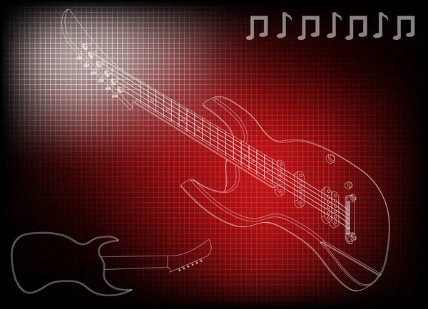 Guitare sur un rouge — Image vectorielle