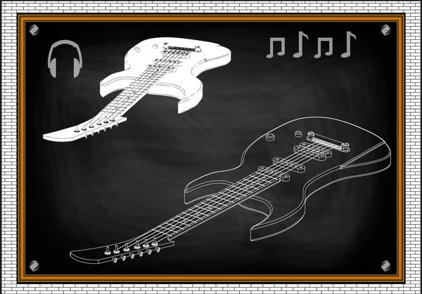 Гітара на чорному — стоковий вектор