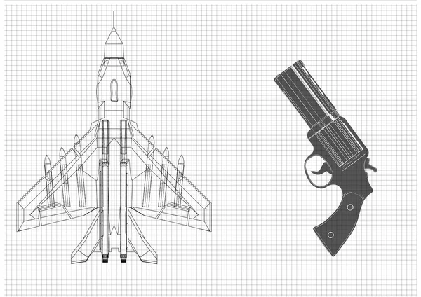 Pistolet et chasseur — Image vectorielle