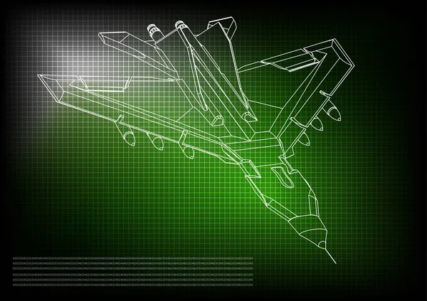 3D-modell av en fighter — Stock vektor