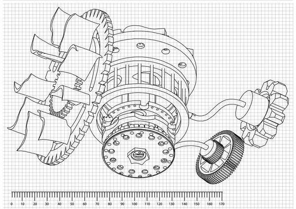 Gear mechanizmus fehér — Stock Vector