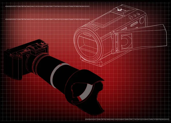 Camera on red — Stock Vector