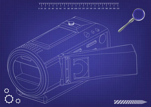 블루 카메라 — 스톡 벡터