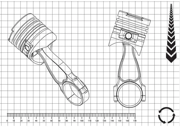 3d model of piston — Stock Vector