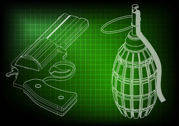 Modelo 3d de uma pistola — Vetor de Stock