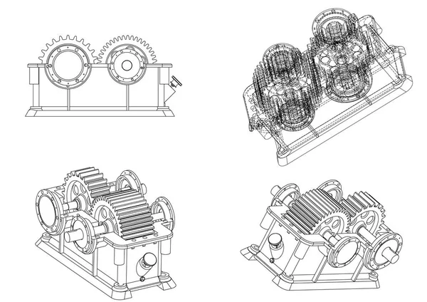 Modelo 3d do redutor — Vetor de Stock