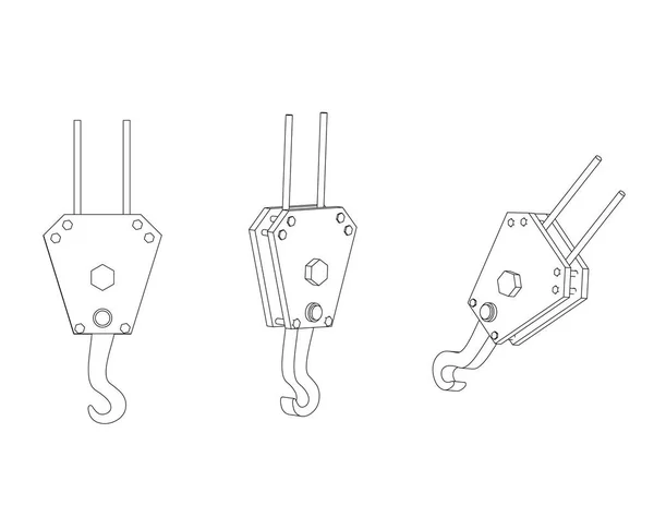 3D-Modell eines Kranhakens — Stockvektor