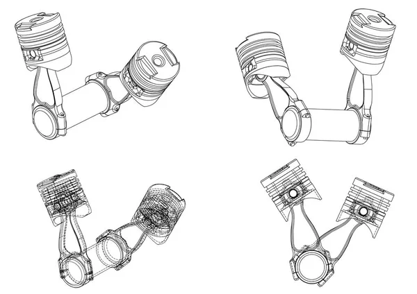 3D-model van de zuiger — Stockvector