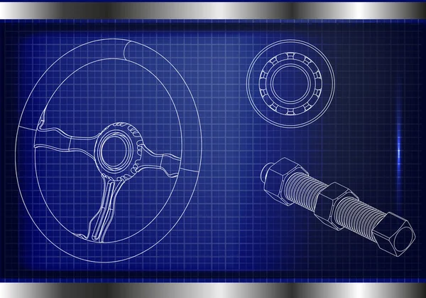 Steering wheel, bearing and bolt — Stock Vector