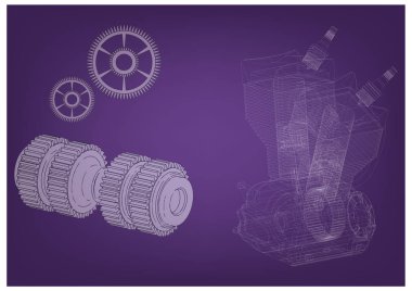 Motosiklet motoru ve cogwheels