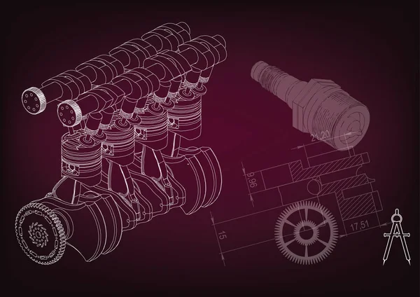 El motor del coche — Archivo Imágenes Vectoriales